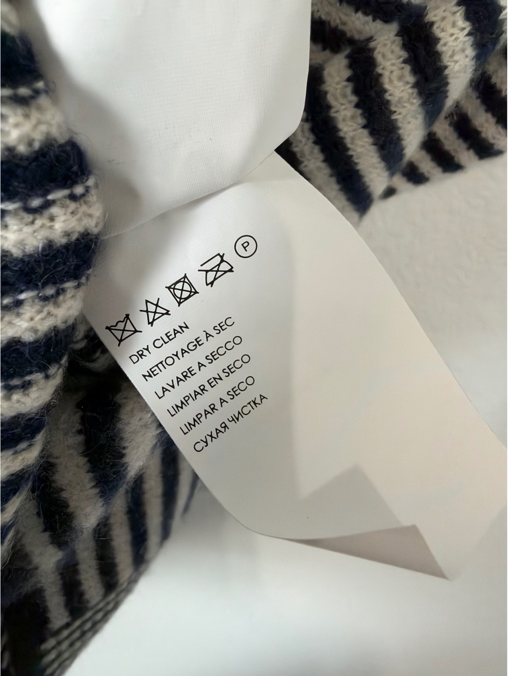 Club Monaco 100% Cashmere Striped Blue/White Short Sleeve Poncho Sweater Size S - Picture 7 of 7